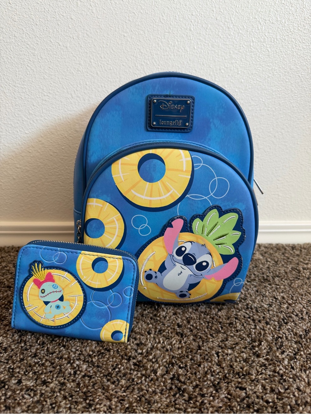 Disney Loungefly Stitch & Scrump Pineapple Backpack Set